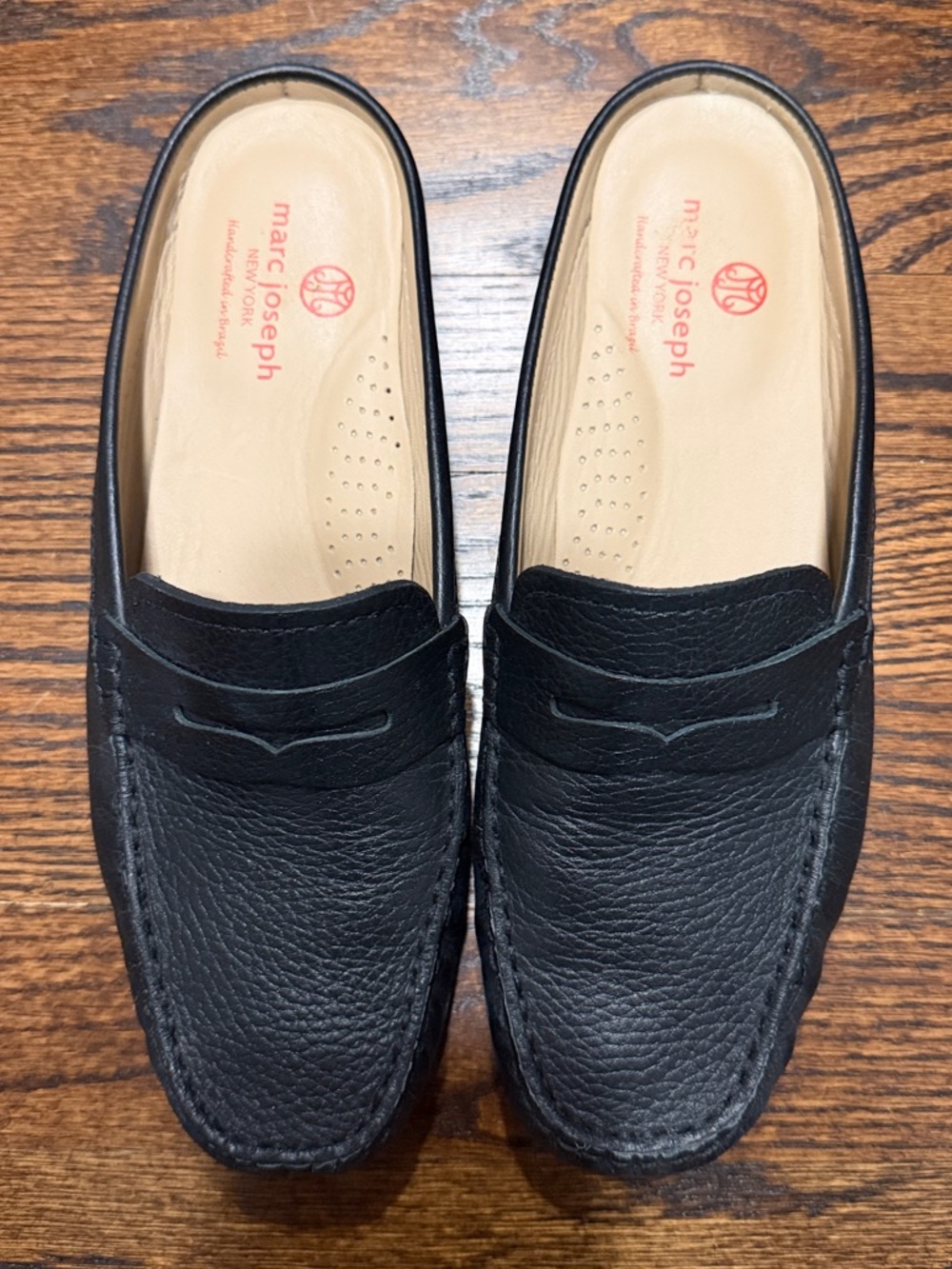 Marc Joseph Black Leather Moccasin Loafers